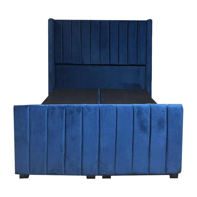 Base HVM 2 Plazas + Respaldo Azul Oscuro Felpa Tubular Brazos a Piso Pmadera-0