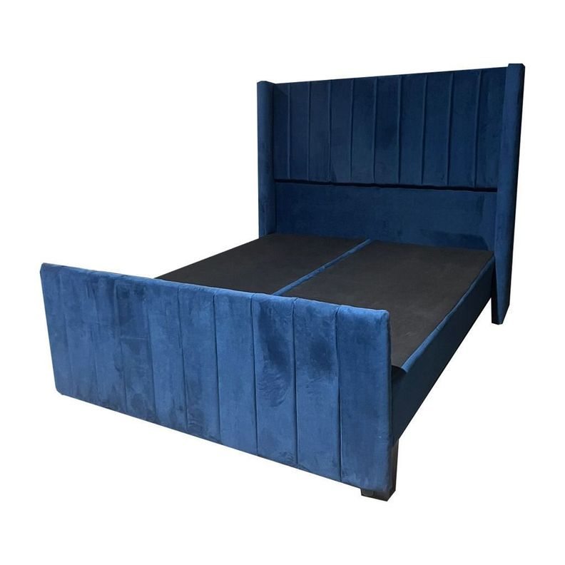 Base HVM 2 Plazas + Respaldo Azul Oscuro Felpa Tubular Brazos a Piso Pmadera-1
