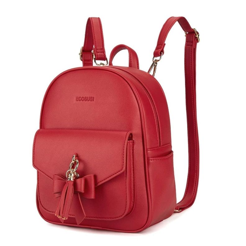 ECOSUSI Mini mochila con lazo Rojo-0