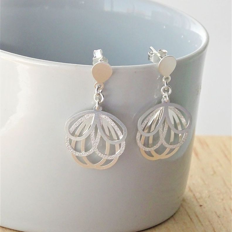 Aros De Plata Fina Petalos-2