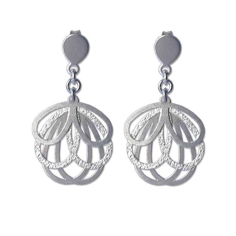 Aros De Plata Fina Petalos-0