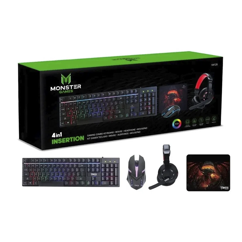 Kit Pro Gamer Mouse Teclado RGB Audifonos y Mouse Pad-0