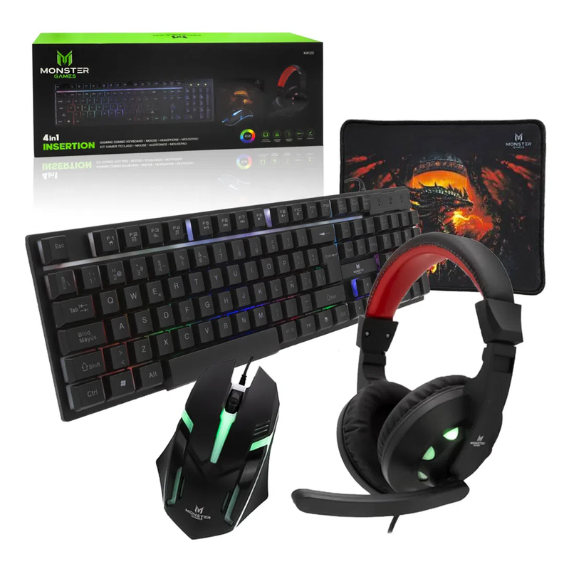 Kit Pro Gamer Mouse Teclado RGB Audifonos y Mouse Pad-1