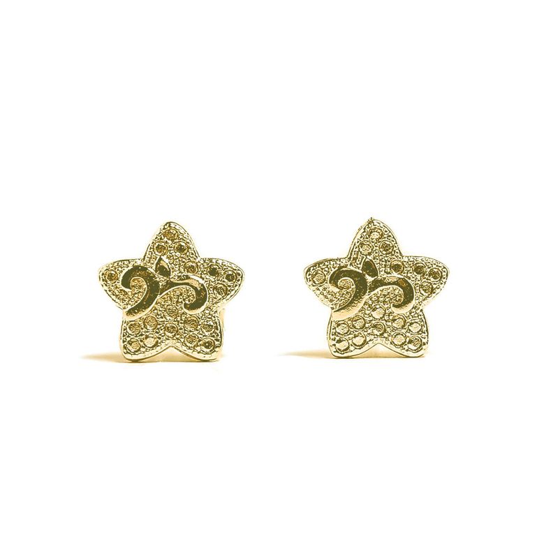 Aros Estrella Puntito Enchapado Oro 18 K Dorado
