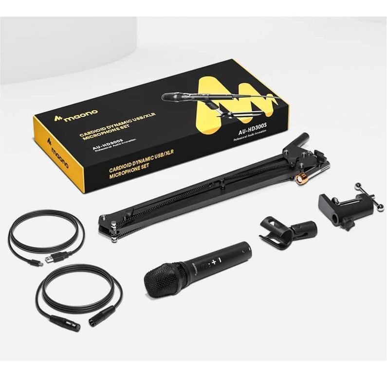 Kit Micrófono Dinámico Maono entrada USB, XLR – AU-HD300S-4