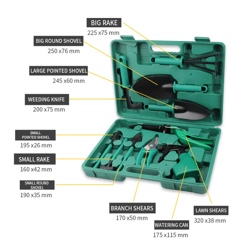 KIT JUEGO DE HERRAMIENTAS PARA JARDIN 10 PIEZAS-2
