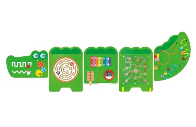 Juego Pared Madera Diseno Cocodrilo Verde
