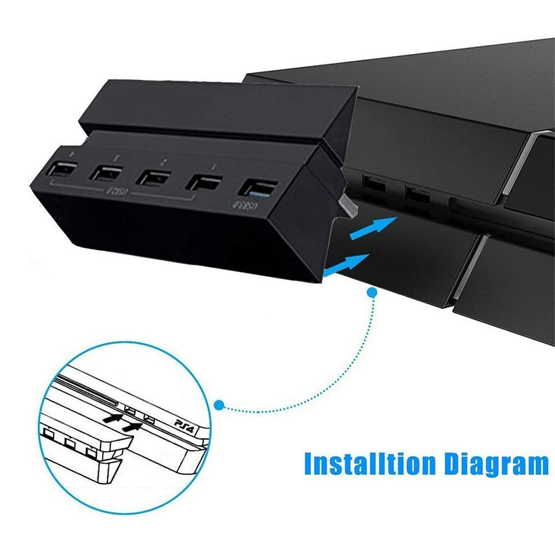 Adaptador HUB Dobe 5 Puertos USB para PS4, 4x USB 2.0 – 1x USB 3.0-3
