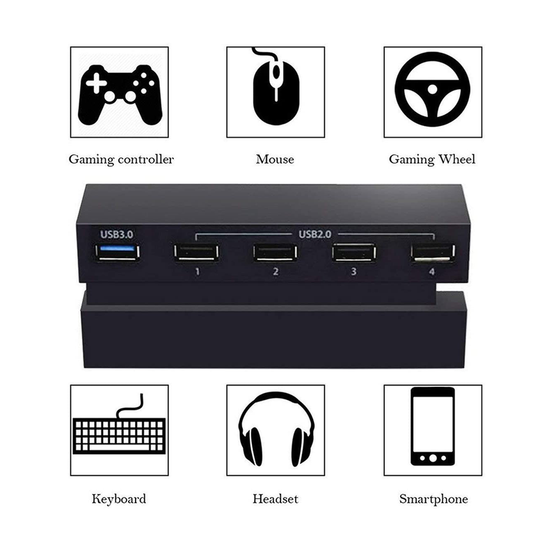 Adaptador HUB Dobe 5 Puertos USB para PS4, 4x USB 2.0 – 1x USB 3.0-2
