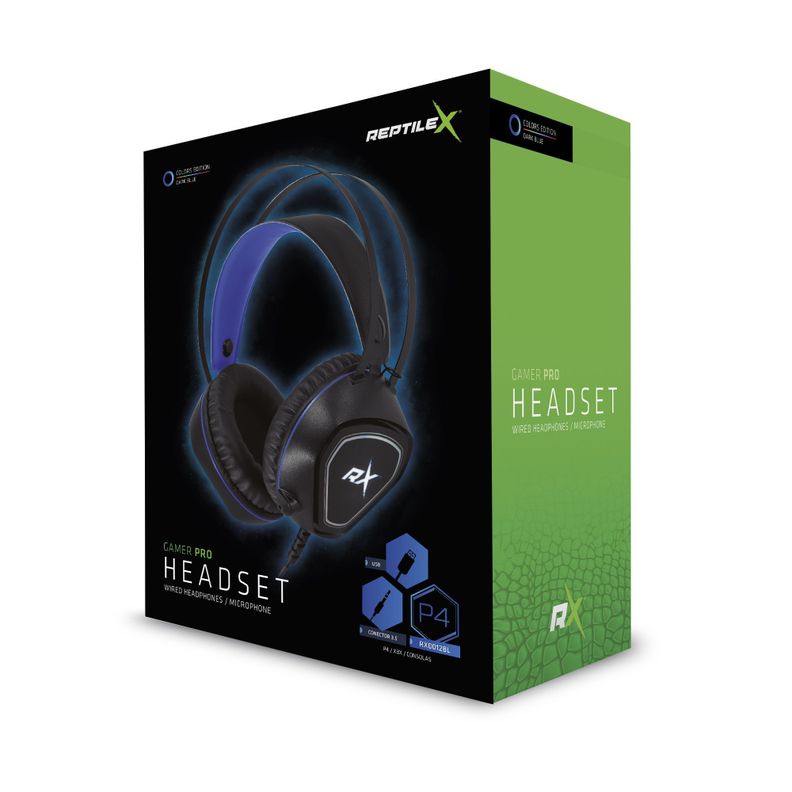 Audifonos Gamer PS4 Xbox Plug 3.5mm USB Azul Reptilex-1
