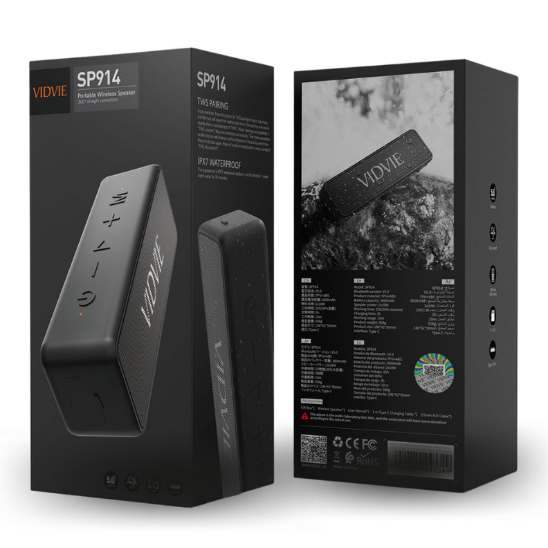 Parlante Portátil Bluetooth VIDVIE SP914 resistente al agua-2