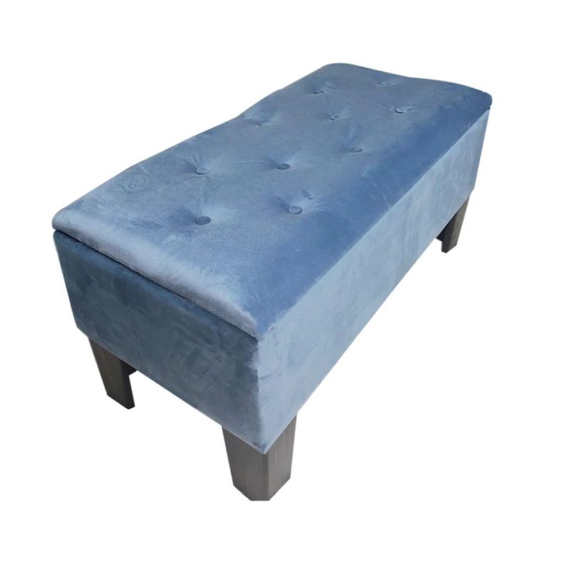 Banqueta Baul HVM Azul Petroleo Felpa-3