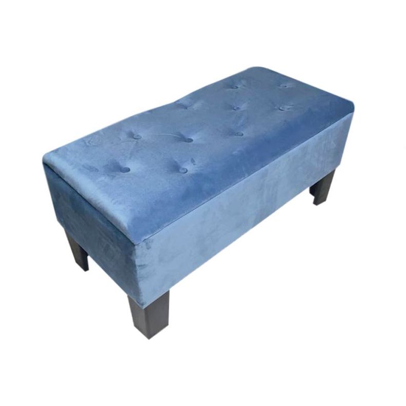 Banqueta Baul HVM Azul Petroleo Felpa-1