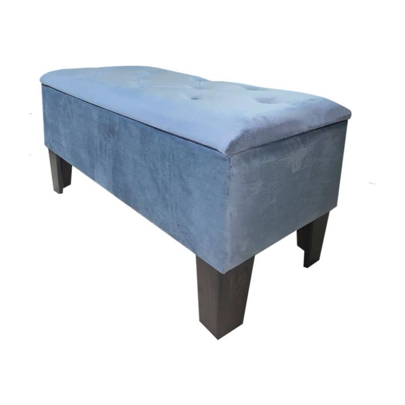 Banqueta Baul HVM Azul Petroleo Felpa-0