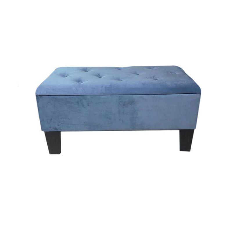 Banqueta Baul HVM Azul Petroleo Felpa-2