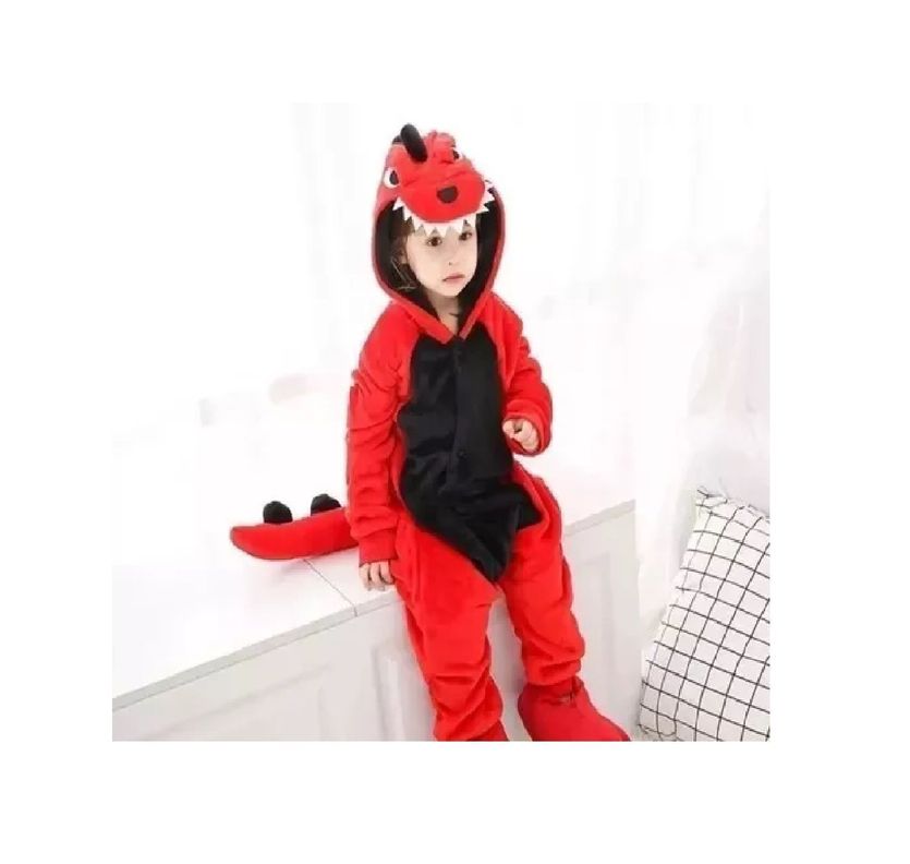 Pijama Enteros Animales Niños y Adultos Dragon Rojo-2