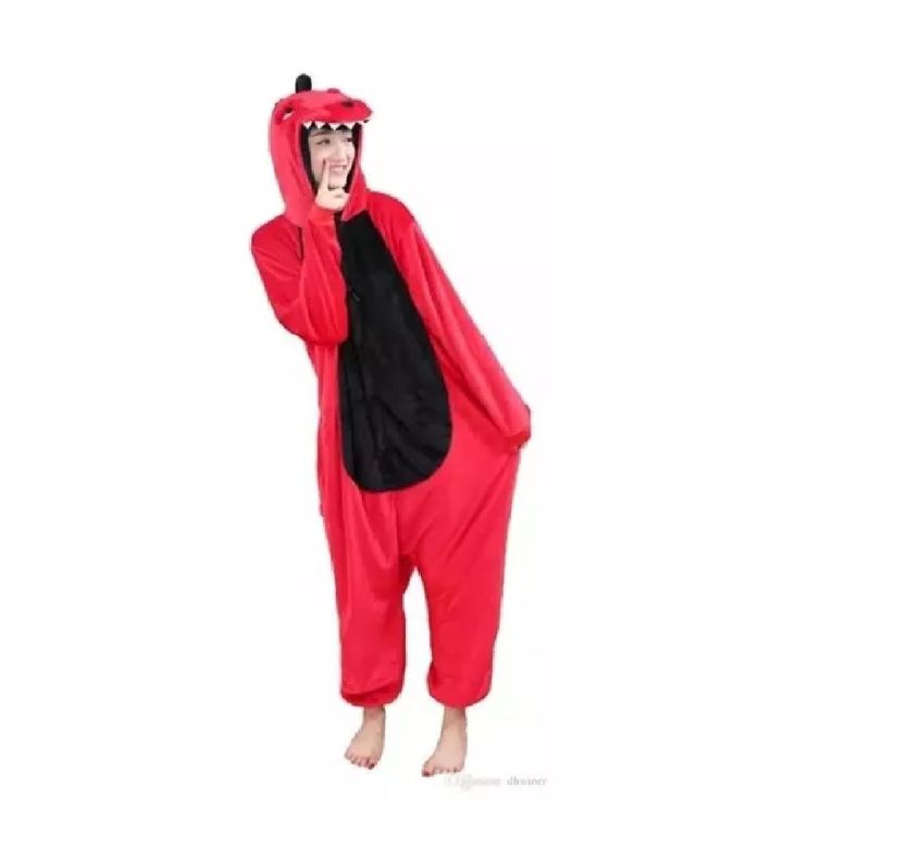 Pijama Enteros Animales Niños y Adultos Dragon Rojo-3