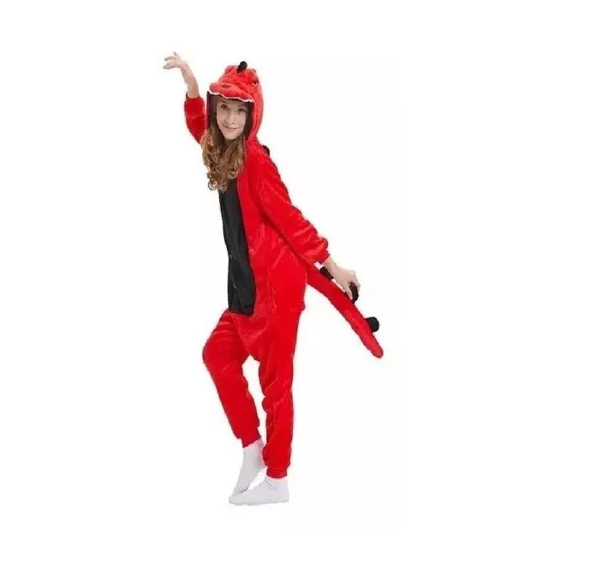 Pijama Enteros Animales Niños y Adultos Dragon Rojo-4