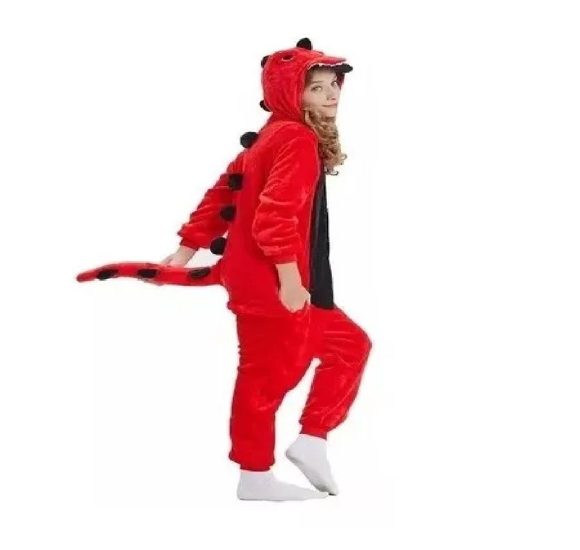 Pijama Enteros Animales Niños y Adultos Dragon Rojo-1
