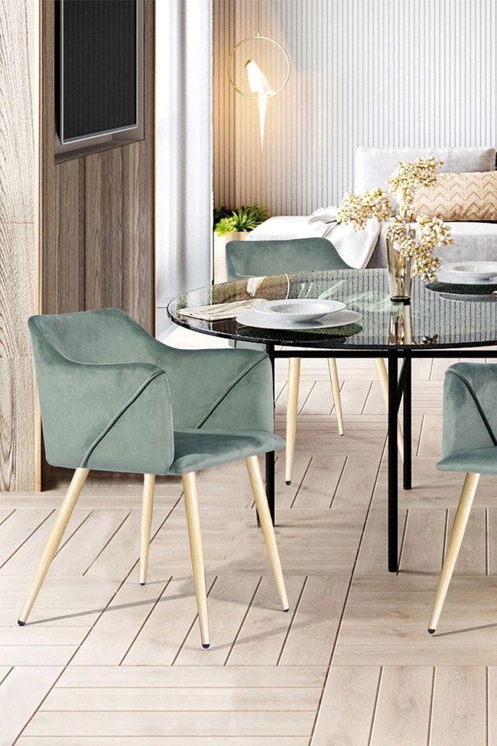 Pack 2 Silla Comedor Sitial Aldridge Terciopelo Verde-5