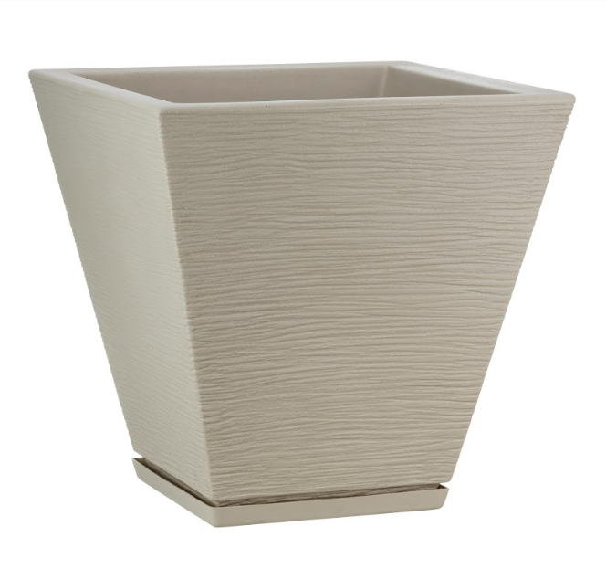 MACETERO FLORIDIS ZURIQUE BEIGE 34CM CON PLATO-0