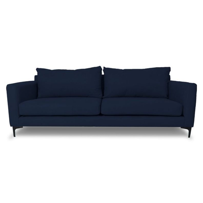 Sofás Home Sofá Alanna Chenille Tipo Lino Azul 2 Cuerpos