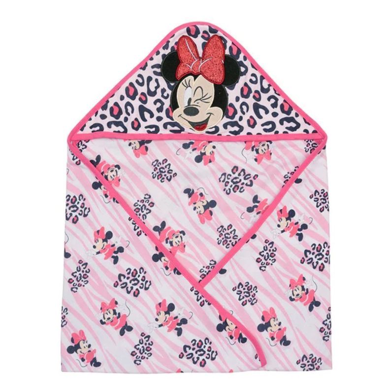 Toalla rosa con capucha para bebé Minnie-0