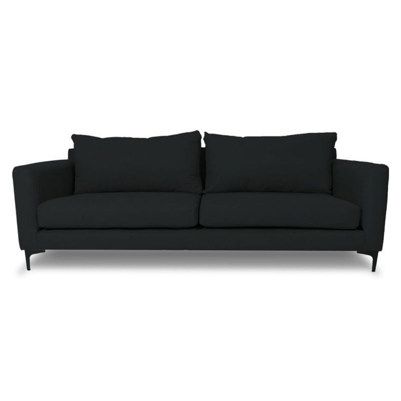 Sofa Alanna Chenille Tipo Lino Grafito 2 Cuerpos