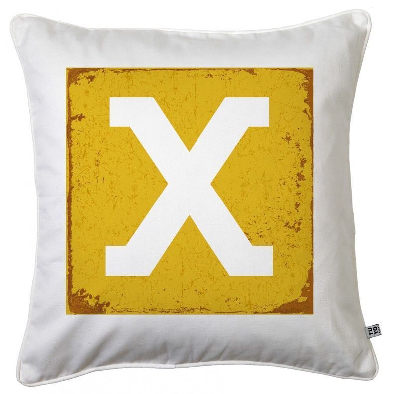 Cojín Letra X Amarillo-Blanco 45x45-0
