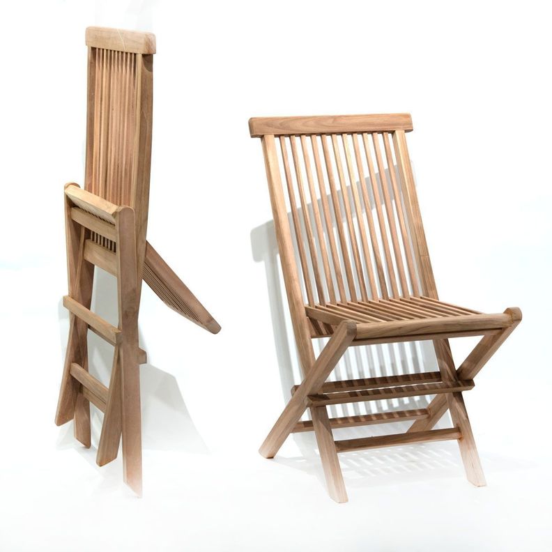Silla Plegable Listada De Teca Natural-2