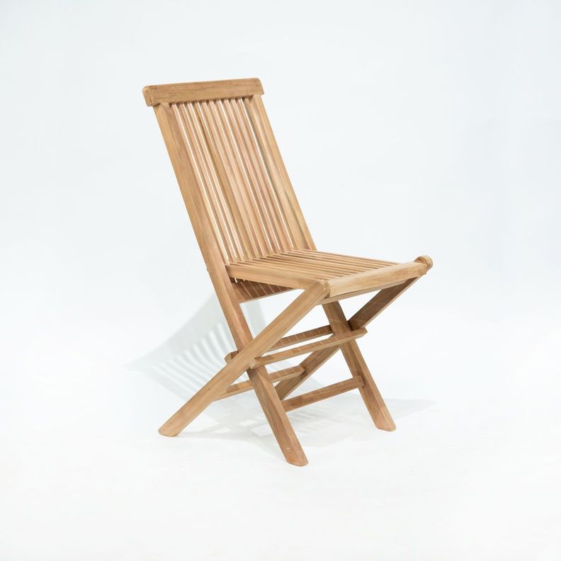 Silla Plegable Listada De Teca Natural-1