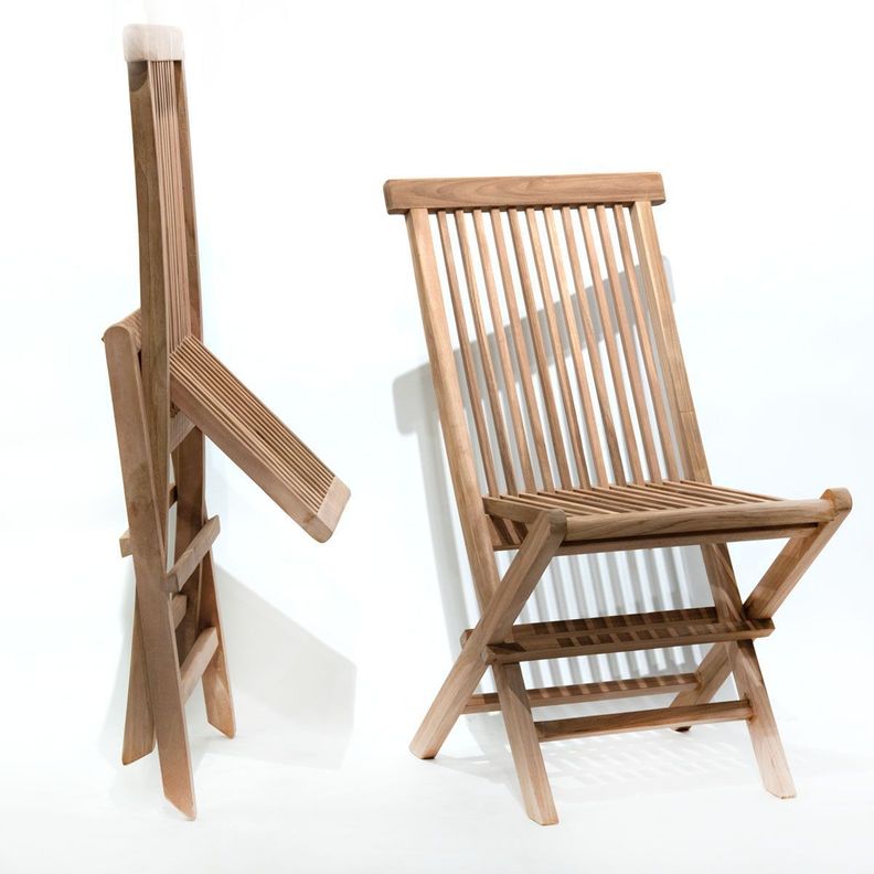 Silla Plegable Listada De Teca Natural-3