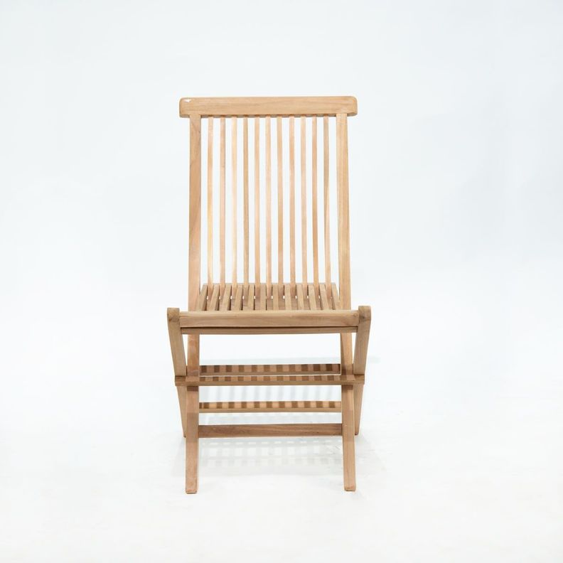 Silla Plegable Listada De Teca Natural-0