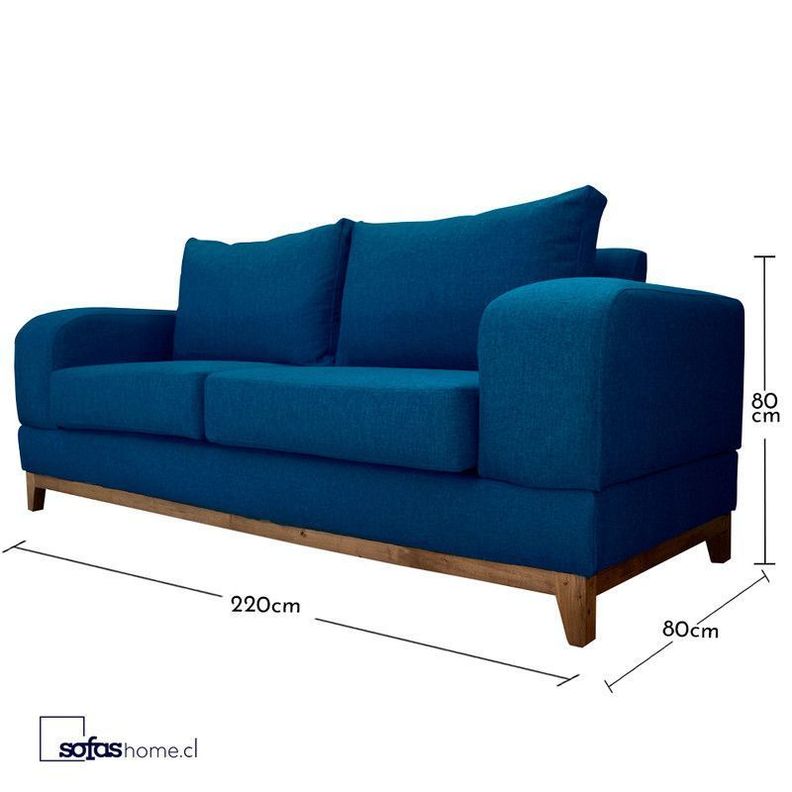 Sofá Basalto Chenille Tipo Lino Azul 3 Cuerpos-4