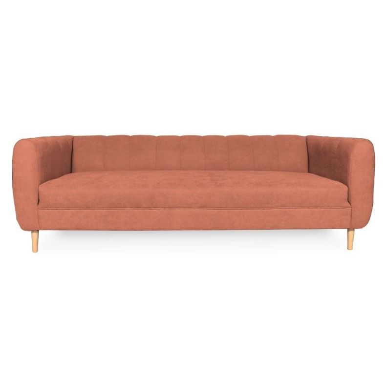 Sofa Lynette Felpa Palo Rosa 3 Cuerpos