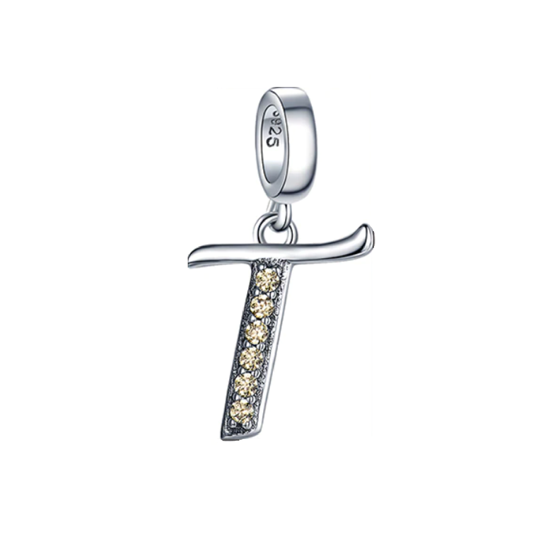 Charm Letra T en Plata Fina 925 SILVER HEART-0
