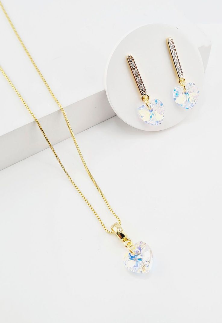 Conjunto Romance Gold Cristales Aurora Boreal-1