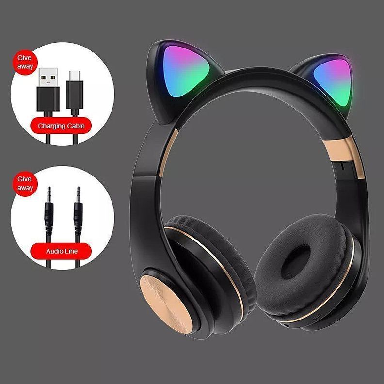 Audífonos Bluetooth Diseño de Orejas de Gato-2