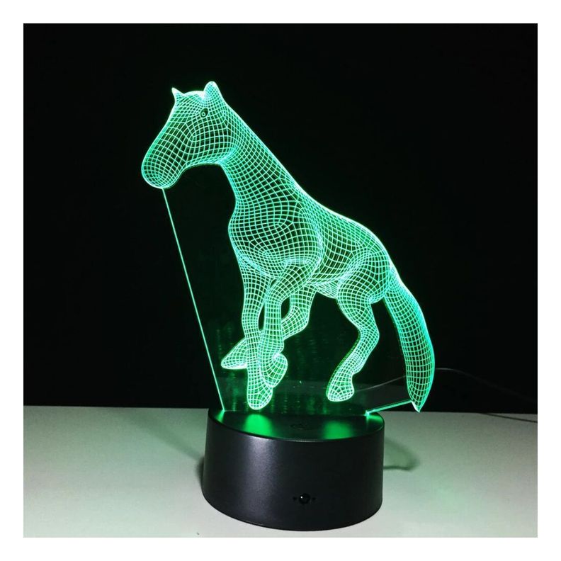 Lámpara Led 3d Caballo Base Negra con App-2