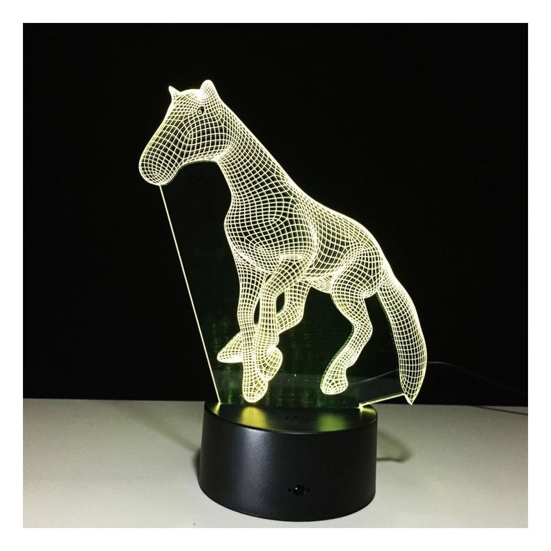 Lámpara Led 3d Caballo Base Negra con App-3