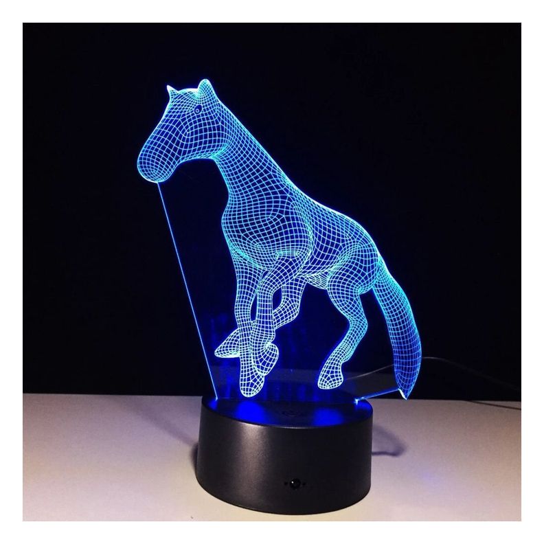 Lámpara Led 3d Caballo Base Negra con App-1