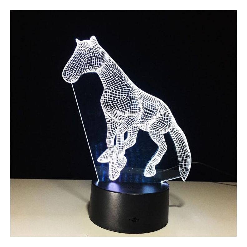 Lámpara Led 3d Caballo Base Negra con App-4