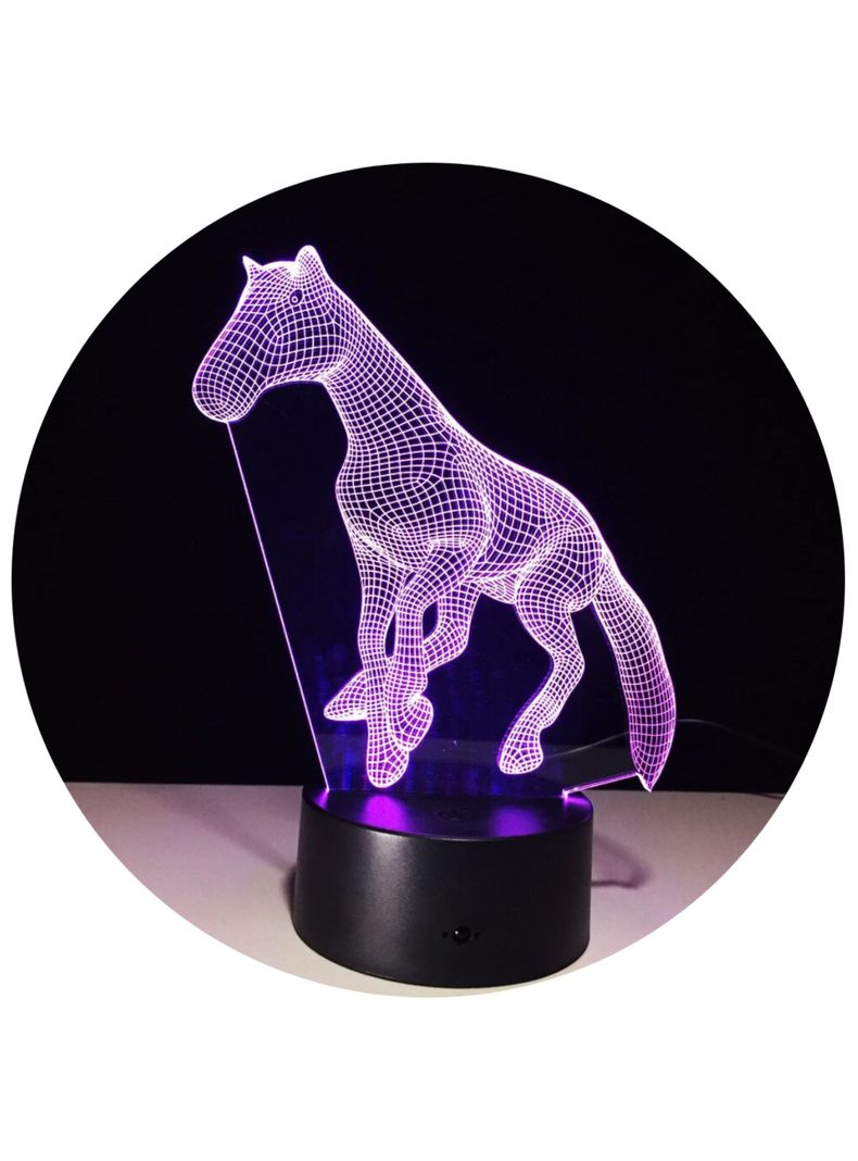 Lámpara Led 3d Caballo Base Negra con App-0