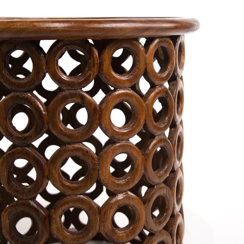 Mesa Tallada Madera de Mango 53x53x60cm-3