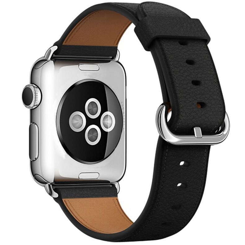 Correa Cuero Compatible Iwatch Apple Watch Negro 42-44-45MM-0
