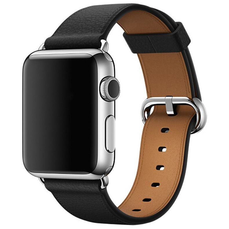 Correa Cuero Compatible Iwatch Apple Watch Negro 42-44-45MM-1