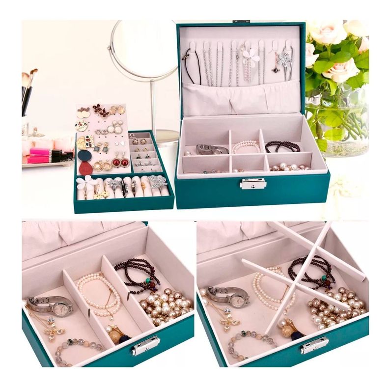 Maletin Organizador De Joyas Verde-1