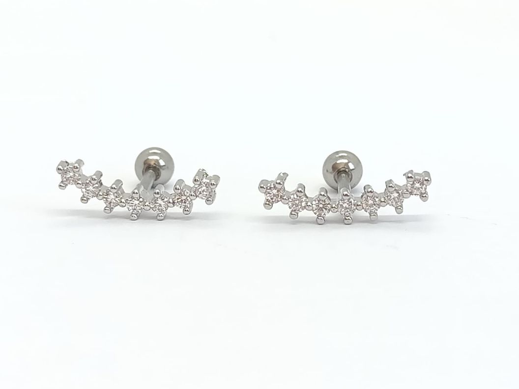 Pendientes Curvos Acero Quirurgico Piercing Helix Blanco-2