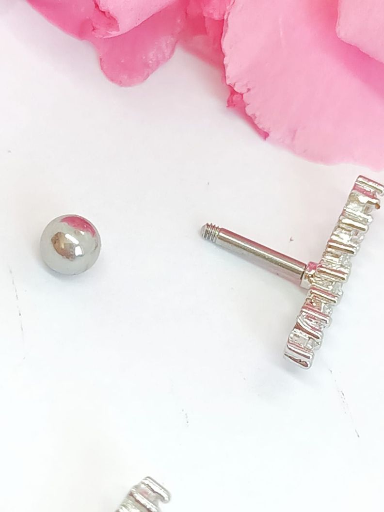 Pendientes Curvos Acero Quirurgico Piercing Helix Blanco-4
