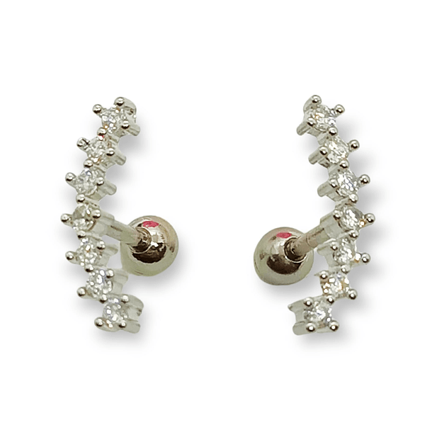 Pendientes Curvos Acero Quirurgico Piercing Helix Blanco-0